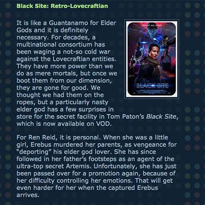 Black Site: Retro-Lovecraftian